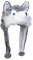 JK Home Mignon Bonnet Animal 3 en 1 Chapeau d'hiver Velours Echarpe Gants Cache Cou Oreilles Loup Gris Court