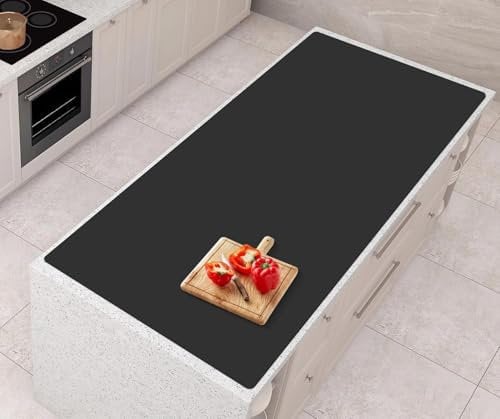 AECHY Tapis en silicone pour comptoir 120 x 60 x 0,2 cm, grand format, résistant à la chaleur, expédié enroulé, antidérapant, imperméable, protection de comptoir de cuisine et îlot, noir