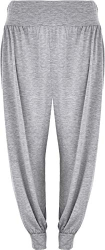 Crazy Girls Womens Hareem Trouser Ladies Plain Baggy Harem Ali Baba Casual Pants, Grey Plain, XL (UK 16-18)