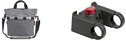 KLICKfix 0309TS Unisex-Adult Bikebasket Oval S (Lenker Adapter) Reisenthel Korb, Twist Silver & Lenker Adapter