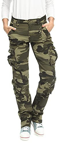 Femme Pantalon Cargo avec Plusieurs Poches Pantalon de Combat Décontracté en Coton Camouflage Militaire Tactique Extérieur Randonnée Camo 169 42