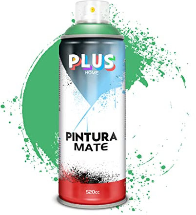 PLUS HOME Pintura Spray 520cc para pintar todo tipo de super cies: madera, metal, cartón, tela, piedra, bra de vidrio, plásticos rígidos, etc para bricolaje y DIY.Verde Húmedo (Ref:649)(Paquete de 1)