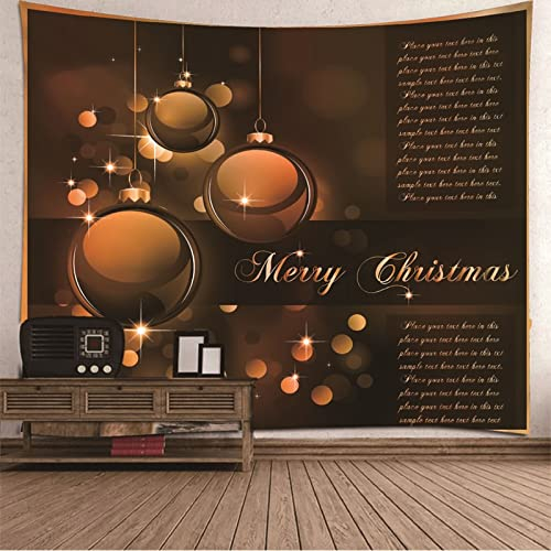 BYCILA Weihnachten Wandbehang Deko Tapisserie Yoga Weihnachtskugel Sternenlicht Wandteppich Landschaft Wandtuch Länglich Braun Weihnachtsdekoration 100X70Cm