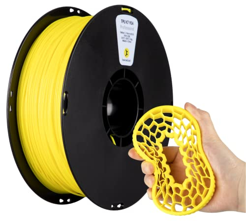 kexcelled TPU 95A Filament, Flexibel und Weich, Hervorragende Elastizität, 1,75mm 1kg Spule Rolle, 3D Drucker Materialient, Vakuumverpackung, für FDM Druckern, Gelb