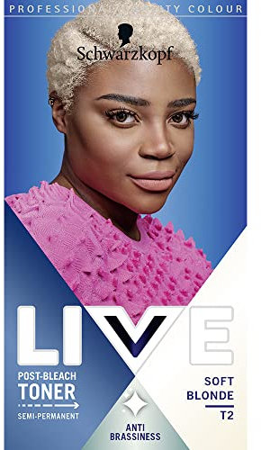 Schwarzkopf LIVE Post-Bleach Hair Toner, Soft Blonde Semi-Permanent Colour Toner, for Cool Blondes, Soft Blonde Toner Neutralises Brassiness and Yellow Tones for up to 16 Washes