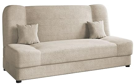 Mirjan24 Schlafsofa Jonas Cord, Sofa mit Bettkasten und Schlaffunktion, Bettsofa, Dauerschläfer-Sofa, Schlafcouch, Materialmix, Couch vom Hersteller, Wohnlandschaft (Poso 100)