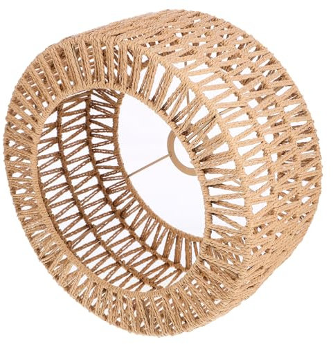 Amosfun Abat-Jour En Osier Suspension 30 Cm Tissé Rotin Luminaire pour Lampe Suspendue - Remplacement pour Salon, Chambre, Restaurant, Plafond Jaune