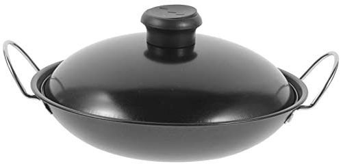 IMIKEYA Casserole Pour Poêle à Poêle De Camping Poêle à Frire Poêle Antiadhésive Pot De Ramen Coréen Poêle Profonde Poêle De Chef Avec 2 Poignées Poêle à Paella Wok Acier Inoxydable