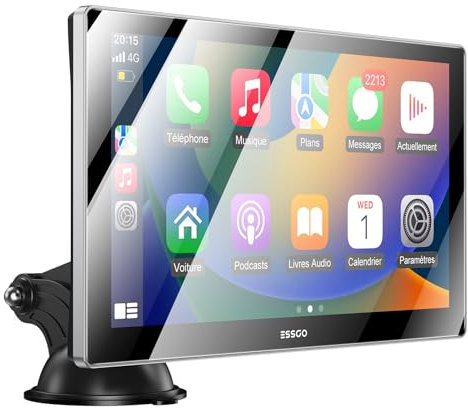 ESSGOO CarPlay Voiture 9 Pouces, Prend en Charge A-pple CarPlay sans Fil & Android Auto, Mirror Link, Appels Mains Libres Bluetooth, Siri & Assistant G-oogle – Adapté à Plusieurs Véhicules