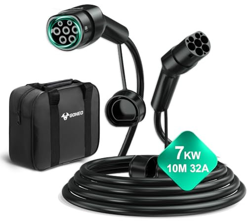 GONEO Type 2 EV Charging Cable 10M 7.2kW 32A, Mode 3/IP54/1-Phase/Type 2 to Type 2/ CCS 2 EV Charger Cable, Connect Electric Car and Wallbox (Not Extension Cable)