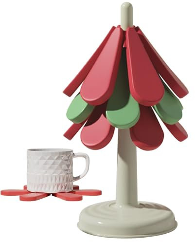 Folding Tree Shape Trivet Set,Christmas Tree Silicone Heat Pad For Hot Plates,Tree Design Trivet Mats For Hot Pots And Pans, Resistant Pads Non-Slip Pot Holders Coaster Placemat