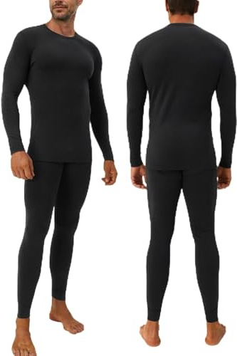 DAVID ARCHY Men's Thermal Set Viscose Polyacrylic Cotton Blend Fabric Warm Moisture-wicking Base Layer Underwear Set Bottoms Trousers with Open Fly Suitable 32°F to 50°F