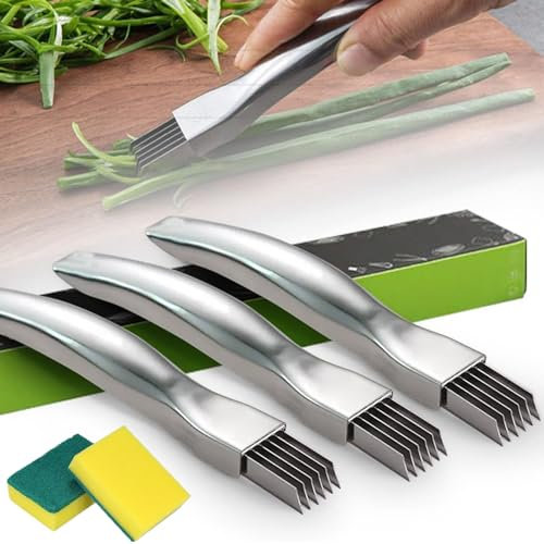 Shred Silk The Knife, 2024 New Kitchen Gadgets Stainless Steel Chopped Green Onion Knife, Household Kitchen Vegetable Slice Cutter, Multifunctional Shred Gadget for Restaurant Hotel (3pcs)