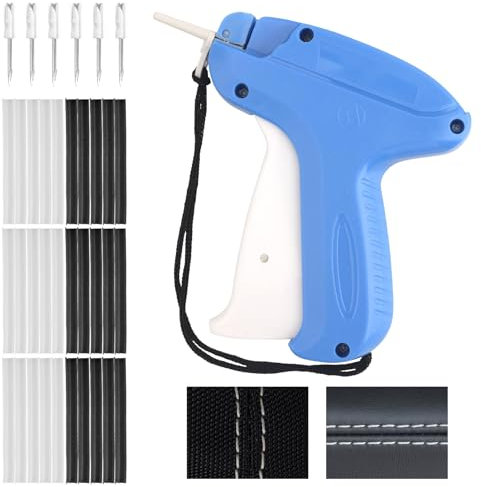 Blue Quick Clothing Fixer Set Includes 2 Handheld Garment Sewing Machine Guns, 12 Needles, 3000 White Glue Needles and 3000 Black Glue Needles Mini Portable Quick Stitch Tool for Quick Clothes Rep