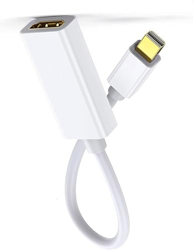 FENGHAISHUN Mini DP Male to HDMI Female Adapter Mini DisplayPort to HDMI Cable 4K HD 1080P TB2.0 for Air/Pro Pro/Dock Monitor Project White 16cm/6.3inch