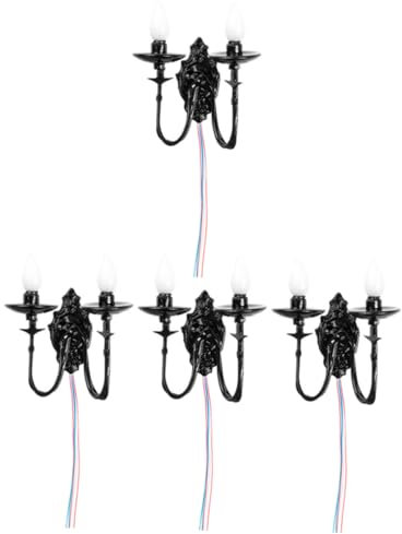 KICHOUSE 4pcs Mini Wall Lamps for Garden Fence Miniature Wall Lights Material Miniature Scene Lamp