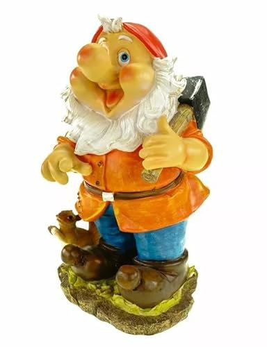 Generisch Zwerg Gartenzwerg mit Axt und Eichhörnchen 28cm