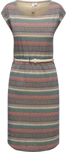 Ragwear Damen Sommerkleid Midikleid mit geflochtenem Taillengürtel Lilithe YOUMODO Night Blue Gr. M