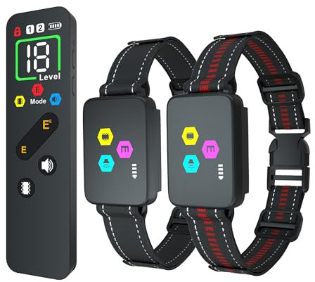 Meloive Collier de Dressage pour Deux Chiens,Portée 3000 Mètres,3 Modes Son/Vibration/Choc Électrique avec Verrouillage de Sécurité,Résistant à l'eau et Rechargeable