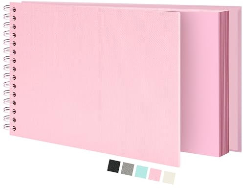 Vienrose Scrapbook-Album (20.5 x 28 cm) Fotoalbum, Reise-Scrapbook mit Strukturiertem Hardcover, Ideal für Hochzeiten, Babys, Familie, Abschlüsse, Haustiere (20 Blätter/40 Seiten, Rosa)
