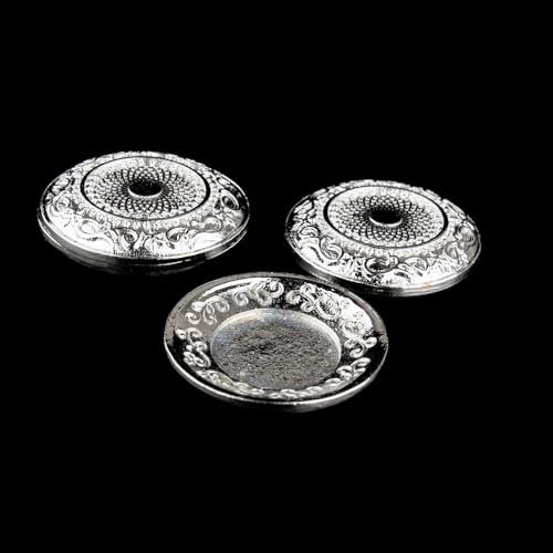 Gutshof miniaturen 2 STK. Silber Teller Unterteller und Deckel Puppenstuben Küche Zubehör Silbergeschirr Rund Metall 1:12 Geschirr