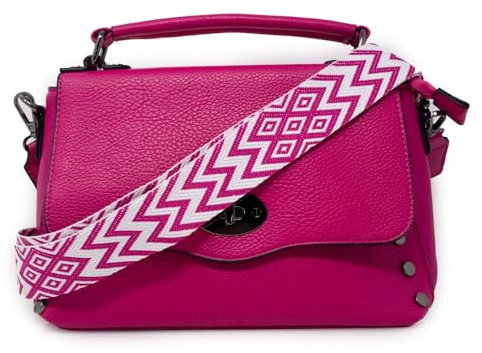 Borsa piccola fucsia con borchie a mano da donna borsetta borchiata da lavoro ufficio shopping per passeggio con tracolla giorno sera x tutti i giorni giornaliera Fuxia autunno inverno 2025 2026