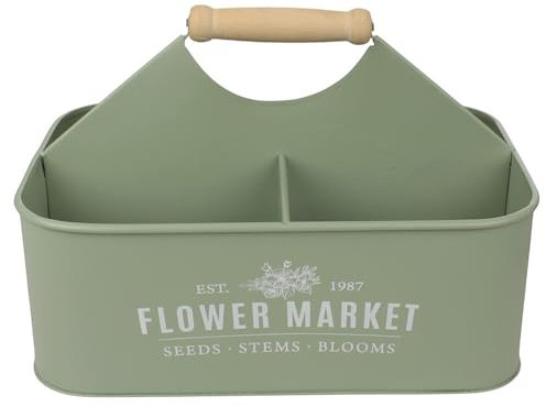 Macosa NO56133 Deko Metallkorb Mint Vintage Metall Pflanzkasten Landhaus Garten-Dekoration Metall-Blumentopf Pflanzgefäß Dekotopf Gefäß (Mint)