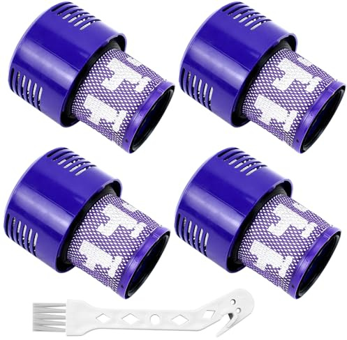 4 Stück Filter für Dyson V10 SV12 Ersatz Filter für Dyson Staubsauger V10 SV12 Waschbar Cyclone Animal Absolute Total Clean Motorhead Akku Staubsauger Ersetzen HEPA Filter mit Reinigungsbürste