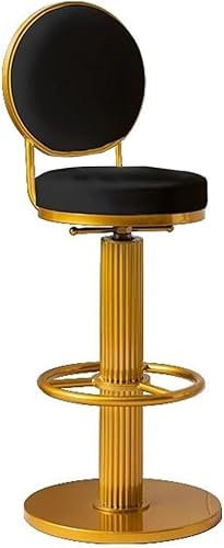 DZYHFCO Moderne höhenverstellbare Theke mit Metallbeinen, industrielle Barhocker mit Rückenlehnen für Küche (/Schwarz/Gold)