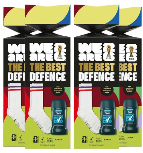 Best Defence Gift Set for Him - 4 Pack, with Ocean Rush Whole Body Deodorant Stick and Limited Edition Retro Sports Socks Men's Grooming Kit Ideal for Freshness Comfort and Gifting
