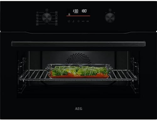 AEG 6000 CombiQuick OK6NK40K Wifi Connected Built In Compact Electric Single Oven with Microwave Function - Black