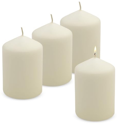 Echtwachs Stumpenkerze 4er Set 10 x 7 cm - creme weiß | Blockkerze, für Adventskranz und Laternen, Tisch Deko, unparfümiert