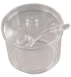 Acrylic Seasoning Jar with Spoon and Lid, Transparent Condiment Container Kitchen Supplies Acrylic Sugar Bowl Salt Pot, Transparent Sugar Jar(210ml)