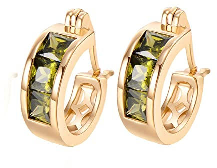 Ayoiow Ohrringe 585 Damen, Dick Granat Creolen, 14K Gelbgold Gold Ohrringe Damen 585 Echtgold für Sie