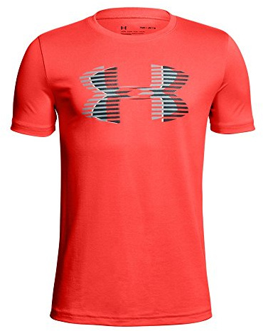 Tech Big Logo Solid Chemise à Manches Courtes garçon S (Enfant) Corail Fluo/Gris furtif/Acier (985).