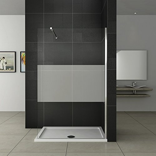 Paroi de douche 100x200cm bande central dépoli walk in paroi de fixation Italien avec barre de fixation 360°
