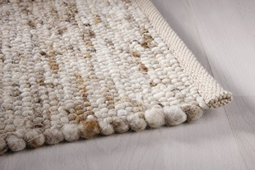 Taracarpet Moderner Landhaus Teppich Handwebteppich Fjord aus hochwertiger Schurwolle beidseitig legbar echte Handarbeit Farbe 105 braun beige meliert 200x300 cm