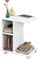 SoBuy C-förmiger Sofa Beistelltisch mit 2 Stauraumregalen & Tablet-Halter, Moderner Kaffeetisch auf Rollen für Wohnzimmer, Weiß FBT48-W