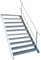 10 Stufen Stahltreppe mit einseitigem Geländer/Breite 70cm Geschosshöhe 150-200cm / Robuste Außentreppe/Wangentreppe/Stabile Industrietreppe für den Außenbereich/Inklusive Zubehör
