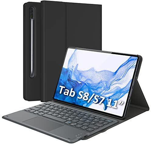 Earto - Custodia per tastiera Bluetooth per iPad (6. Gen.), 2017 iPad (5. Gen.), iPad Pro 9.7, iPad Air2/iPad Air, tastiera bluetooth magnetica rimovibile, ultra sottile, in pelle PU, funzione leggio