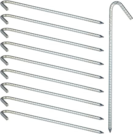 100 x XL Bodenanker im Set, extrem stabile Erdanker, Zeltzubehör, extra lang, 39 cm, Erdnägel Stahl verzinkt, Silber