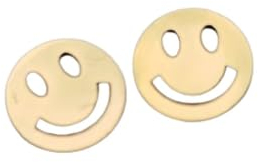 Bungsa Ohrstecker Smiley goldfarben rund 10mm Silber aus Edelstahl Unisex