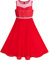 Sunny Fashion Robe Fille Rouge Maxi Tallie Mousseline de Soie Robe de Soirée Mariage Bal Fête 12 Ans