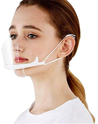 MINASAN Pack of 10 Transparent Open Face Mask, Food Handler Mask, Professional Transparent Health Protection Mask for Restaurant, Permanent Makeup, Catering - Black - One Size Fits All