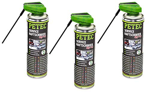3x PETEC 500ml Service- Haftschmier- Spray Transparent Langzeitschmierung Grease