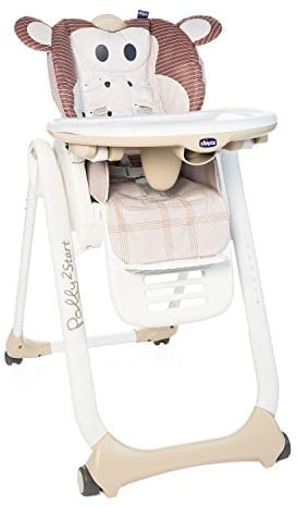 Chicco Polly 2 Start, Seggiolone Per Neonati Dalla Nascita a 3 Anni (15 Kg), Regolabile, 4 Ruote, Schienale Completamente Inclinabile In Sedia E Chiusura Compatta, Monkey