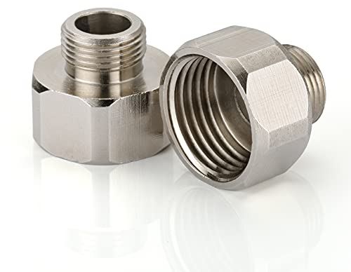 G 1/2 Female to 3/8 Male COMP Reducer Adapter, Brass Pipe Fittings Water Hose Adapter, Compression Fitting for Kitchen Bathroom Faucet, Pipe Connector with Rubber Washer,(2 Pack)