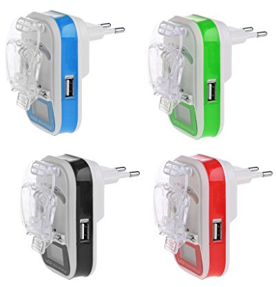 GLASSNOBLE Câble de données, Chargeur de Batterie Universel USB écran indicateur LCD Prise EU/US pour téléphones Portables