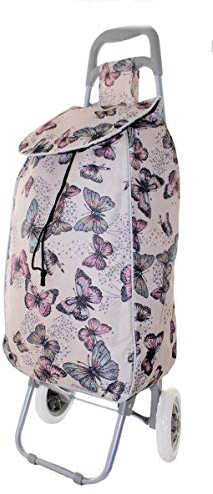 Borderline 40L Lightweight Shopping Trolley, Hard Wearing & Foldaway Trendy Folding/Collapsible Push/Pull Carts for Easy Storage with 2 Wheels (Butterfly)
