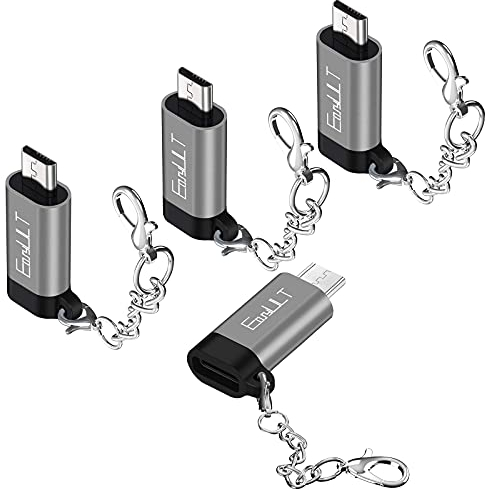 EasyULT Micro USB to USB C Adapter 4 Pack, Type C Female to Micro USB Male Support Data Sync, for Galaxy S8/S8+, S20 Note 20, Huawei Y7/Y6/P Smart/P8 Lite,LG G4,etc-Gray